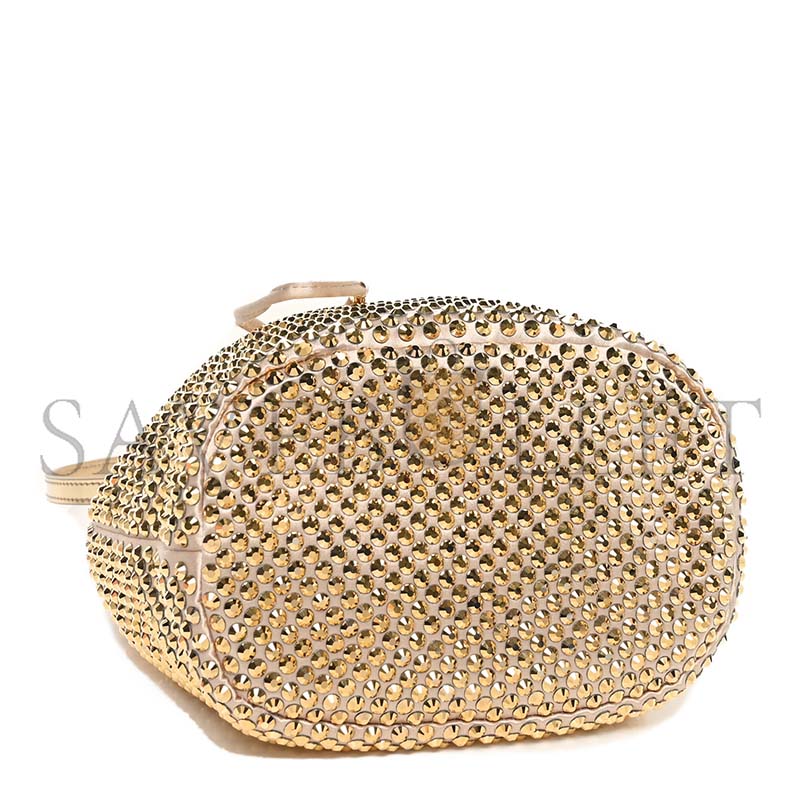 Pra*a mini crystal-embellished satin bucket bag in gold 1be067 (19.5*15.5*10cm)